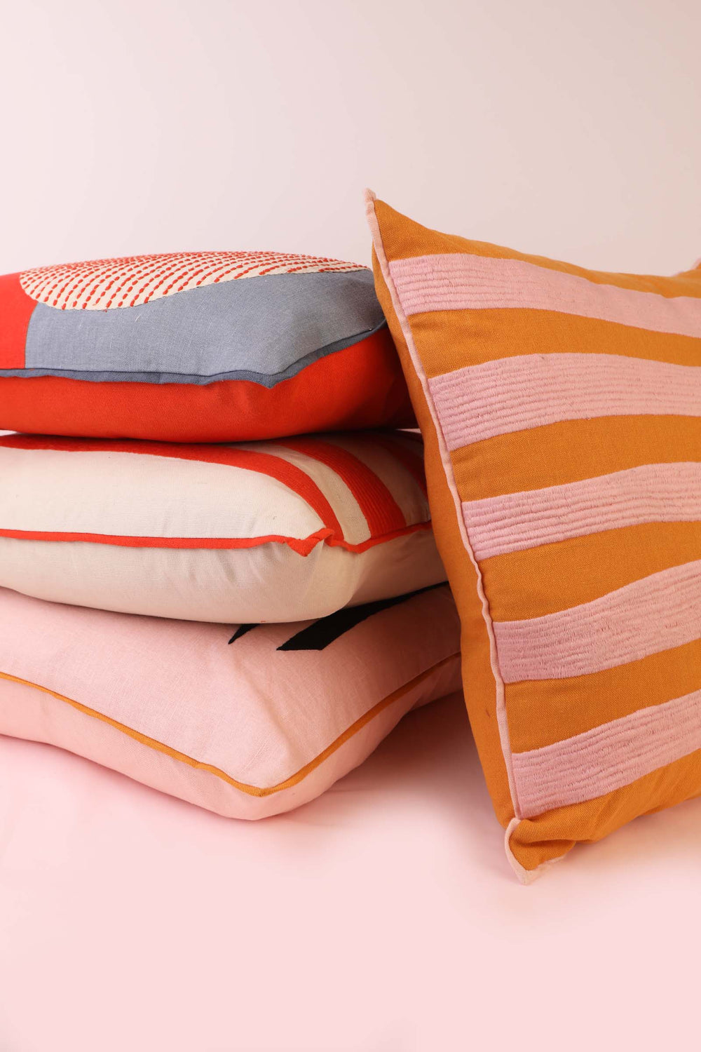 Solstice Cushion Stripe Pink Ochre