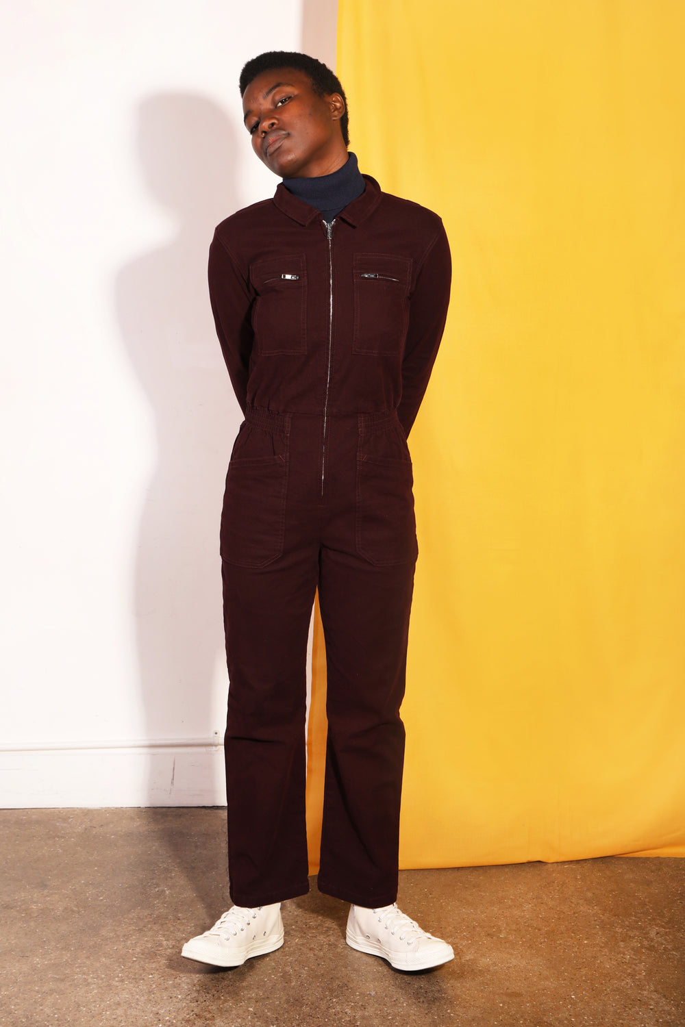 Danny Stretch Canvas Boilersuit Plum