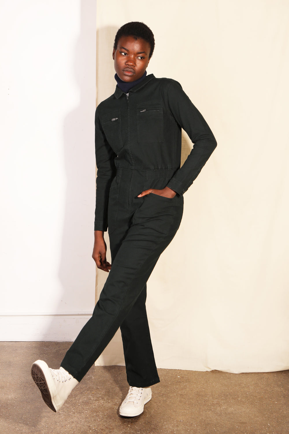 Danny Stretch Canvas Boilersuit Forest Green