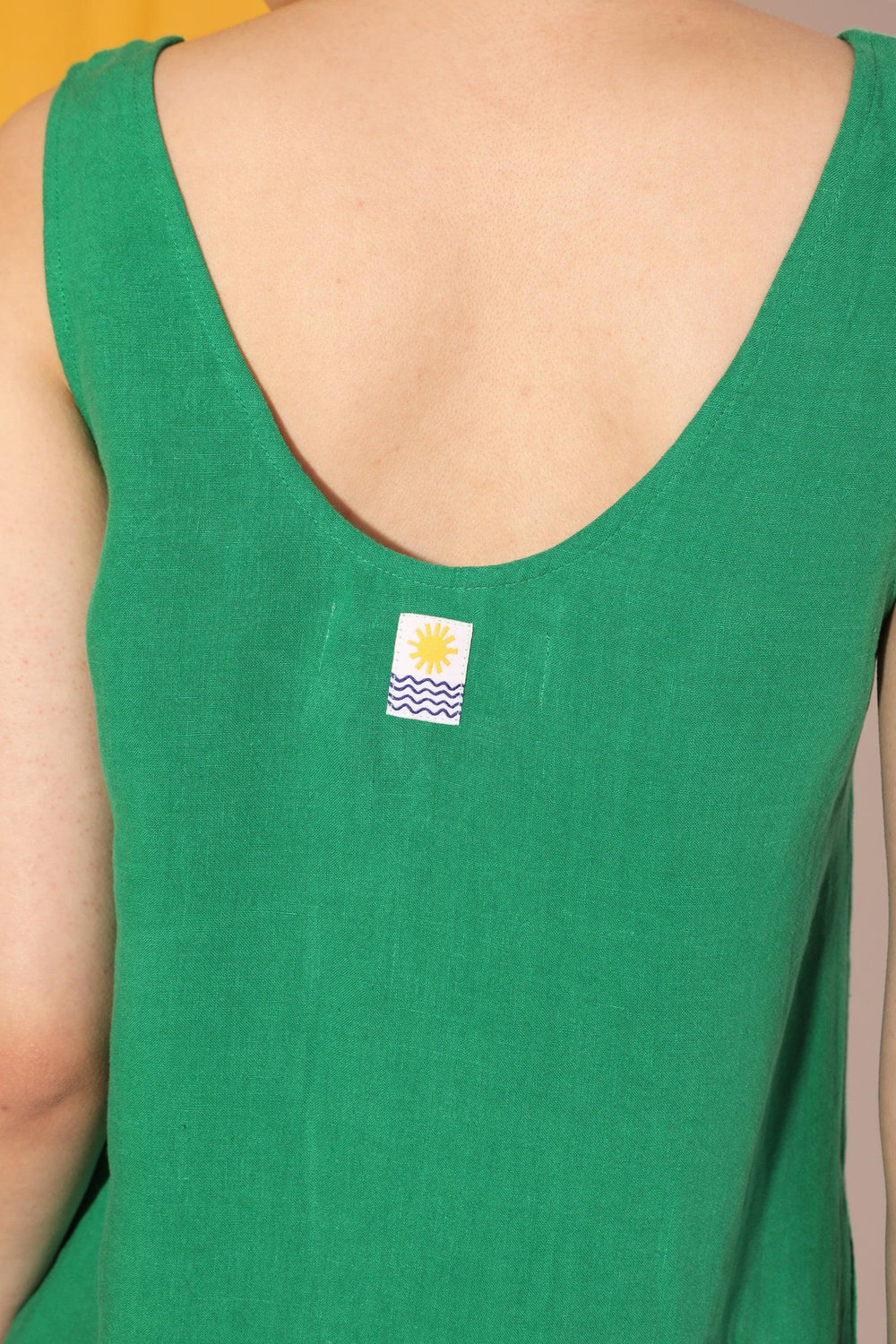 Basic Linen Shift Dress Grass