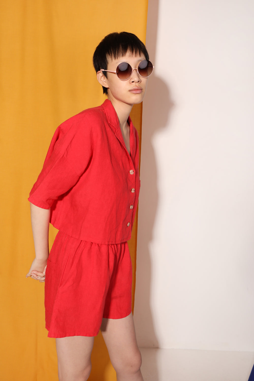 Maxim Linen Shirt Vermillion