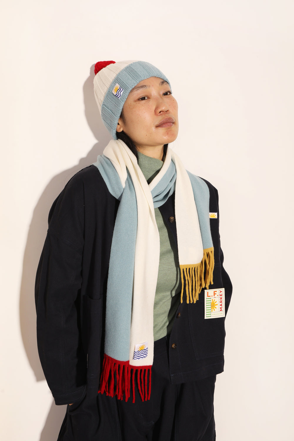 Pom Pom Beanie 水蓝色多色