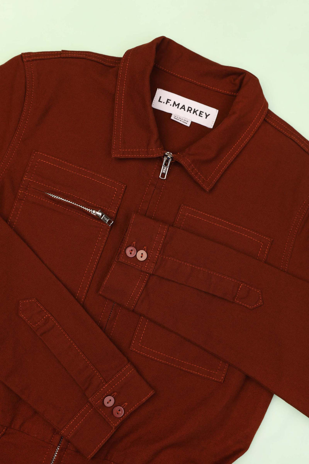 Danny Stretch Canvas Boilersuit Dark Rust