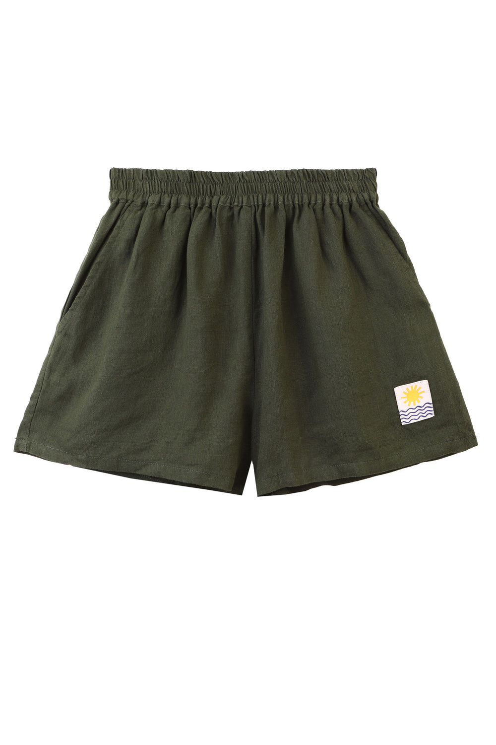 ベーシックリネンショートパンツ ハンターグリーン