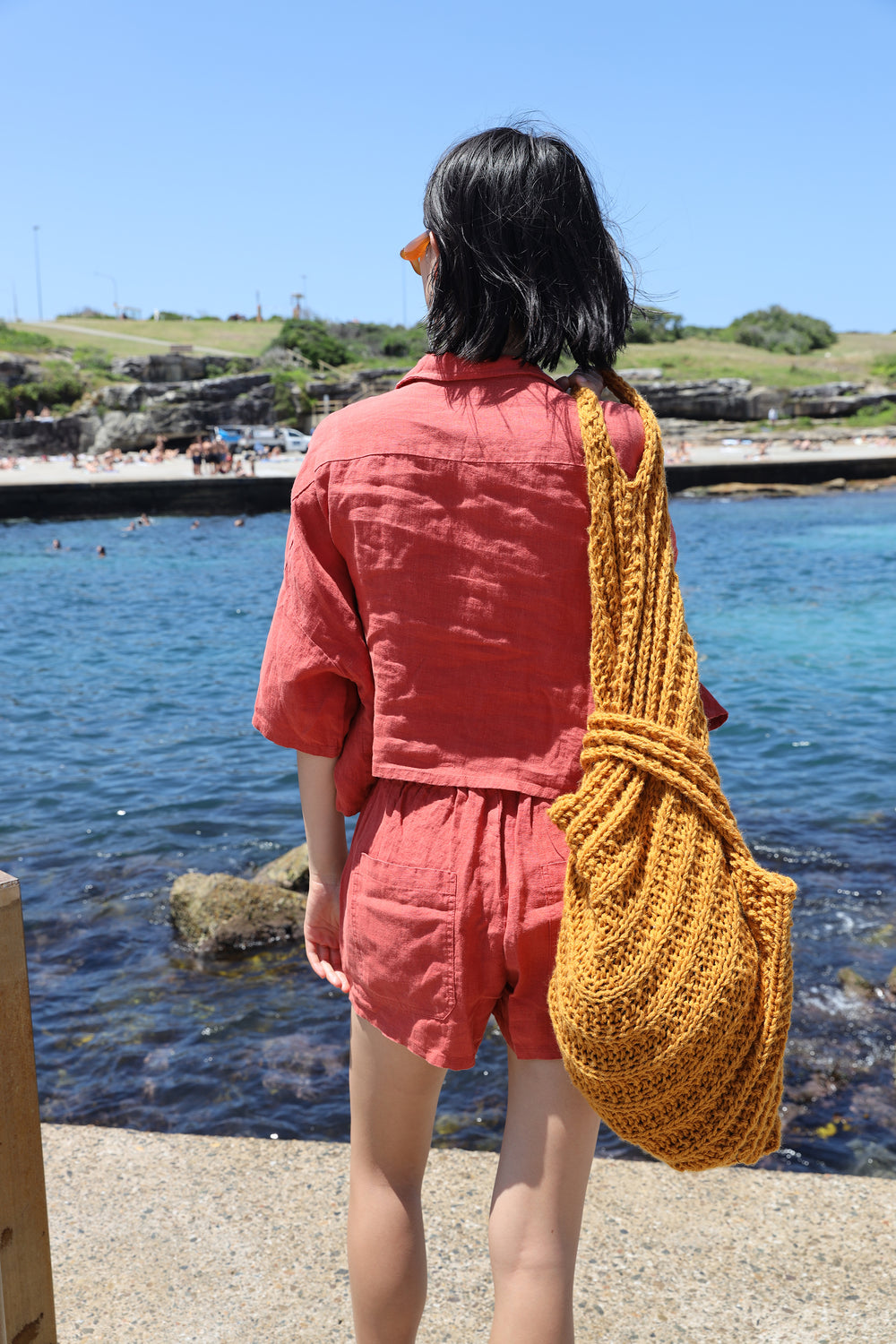 BASIC LINEN SHORTS PAPRIKA