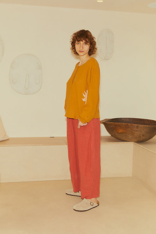 BASIC LINEN TROUSER PAPRIKA