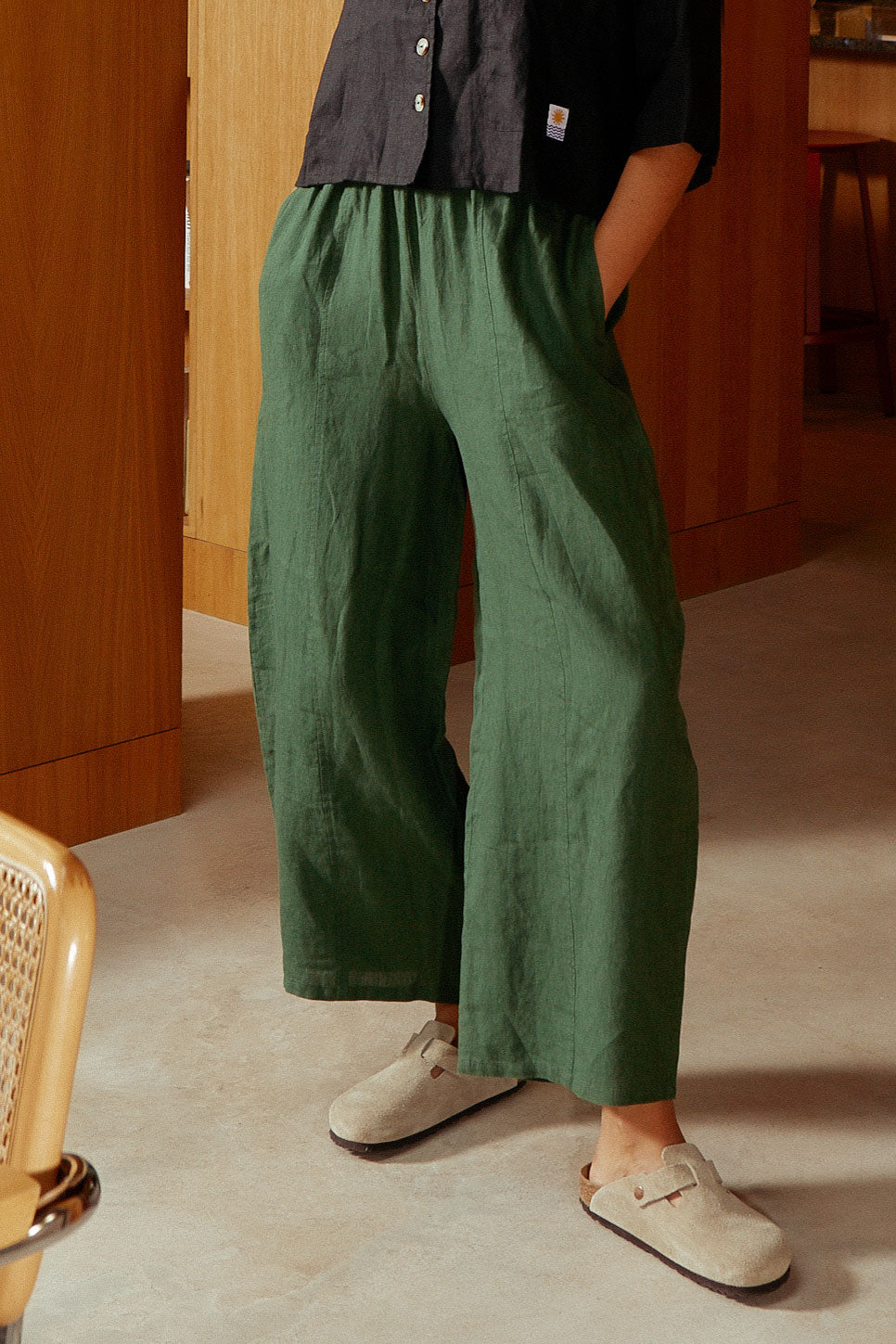 基本款亚麻长裤 Hunter Green