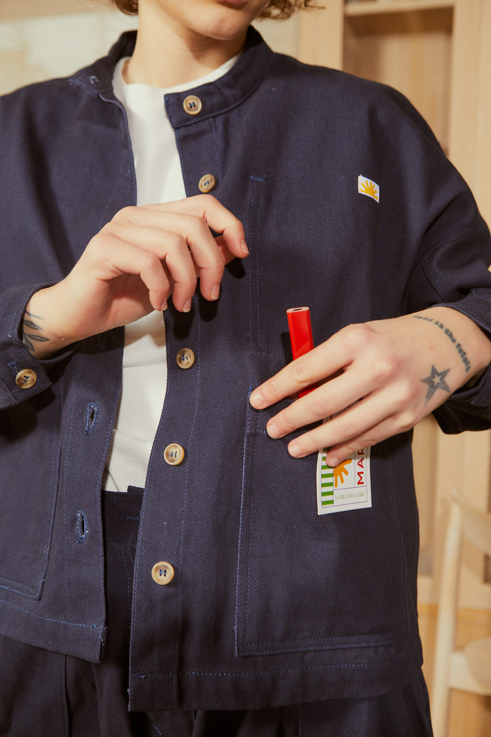 WIDE CHORE COAT INK BLUE